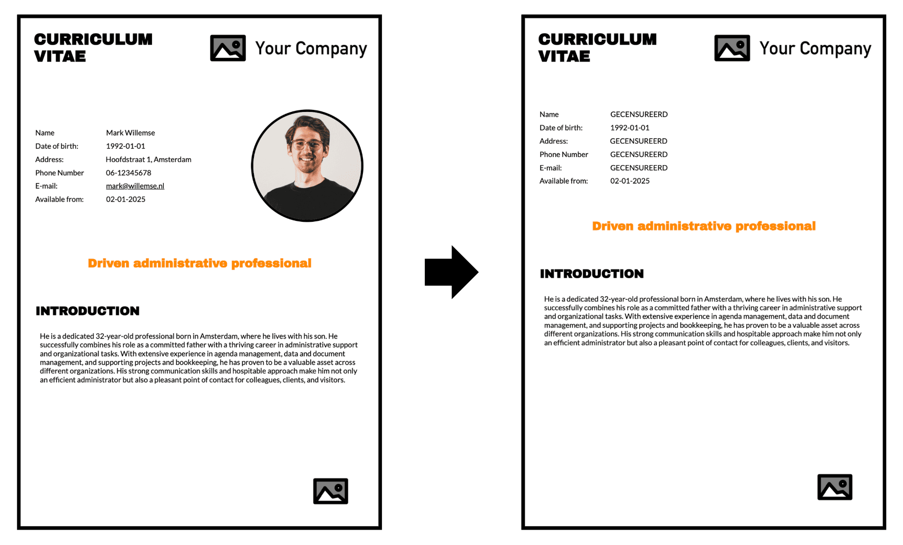 Anonymized CV with CV Transformer