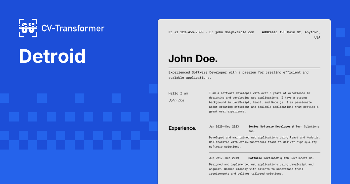 Detroid | Layout Library | CV-Transformer